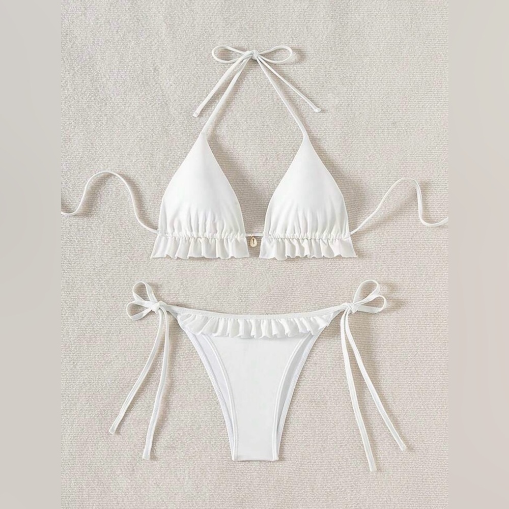 White Ruffled Bikini Set - Picture 3 of 5